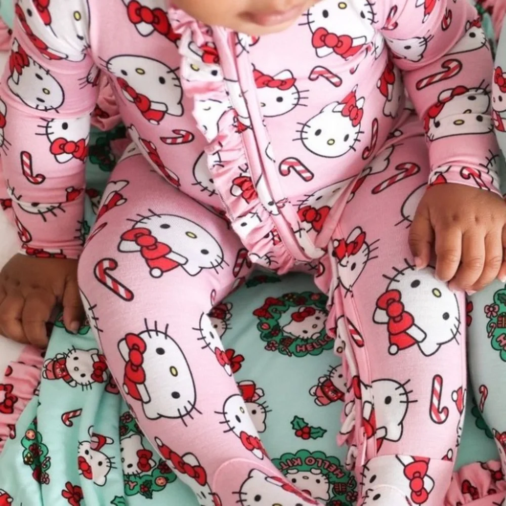 Posh Peanut‎ Hello Kitty Candy Cane Footie Ruffled Sleeper 0-3M